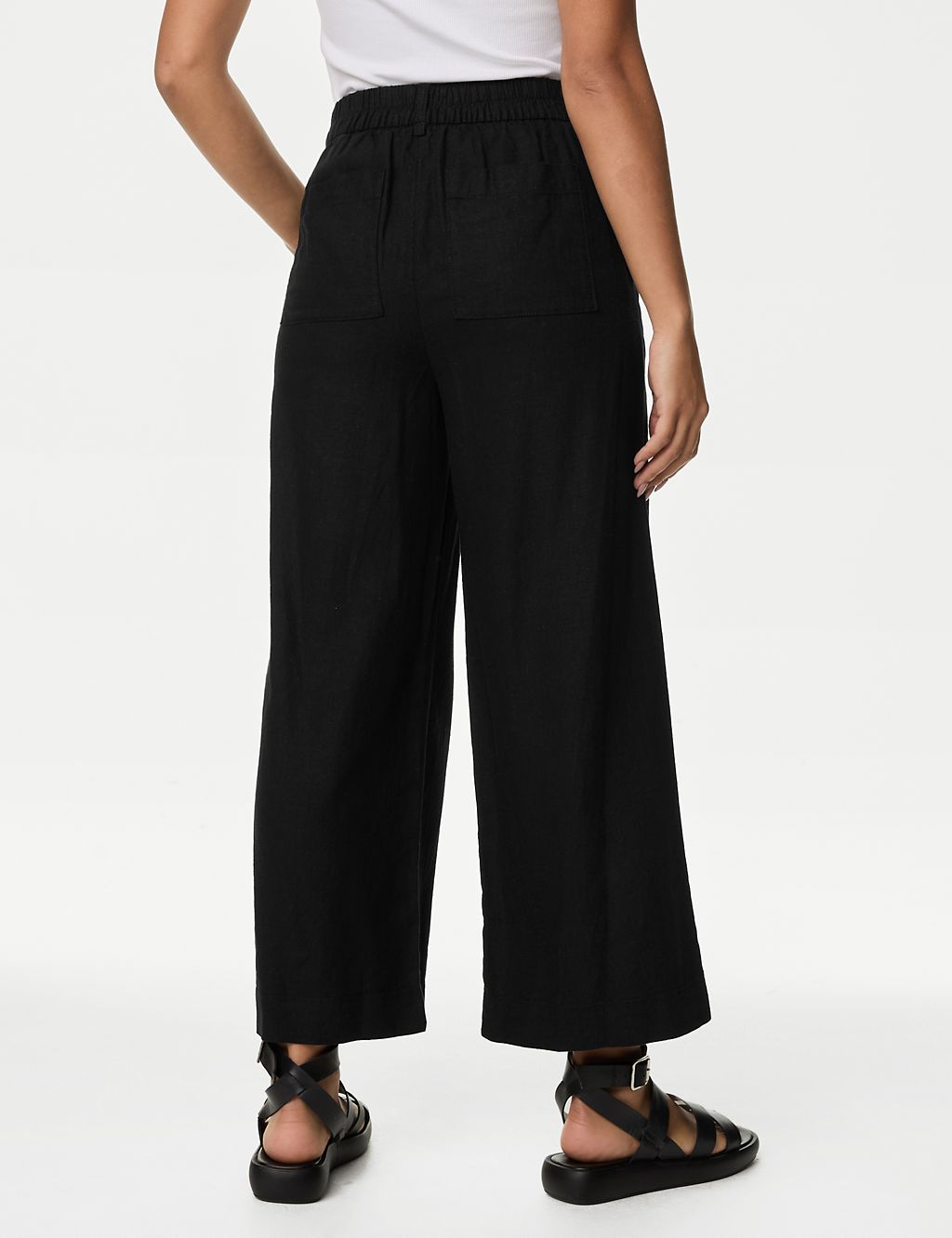 Linen Rich Wide Leg Cropped Trousers 5 of 5