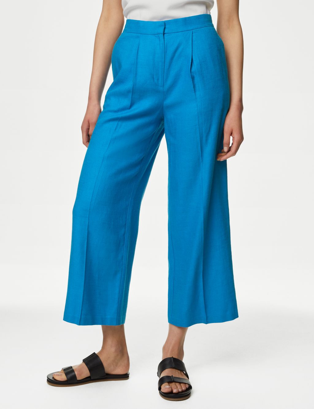 Linen Rich Wide Leg Cropped Trousers 4 of 6