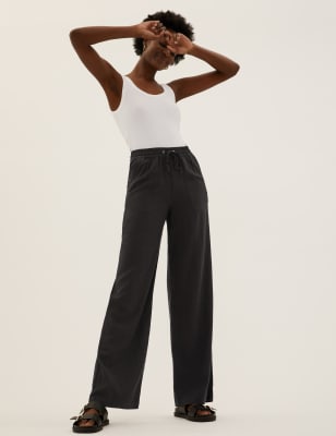 m&s wide leg pull on trousers