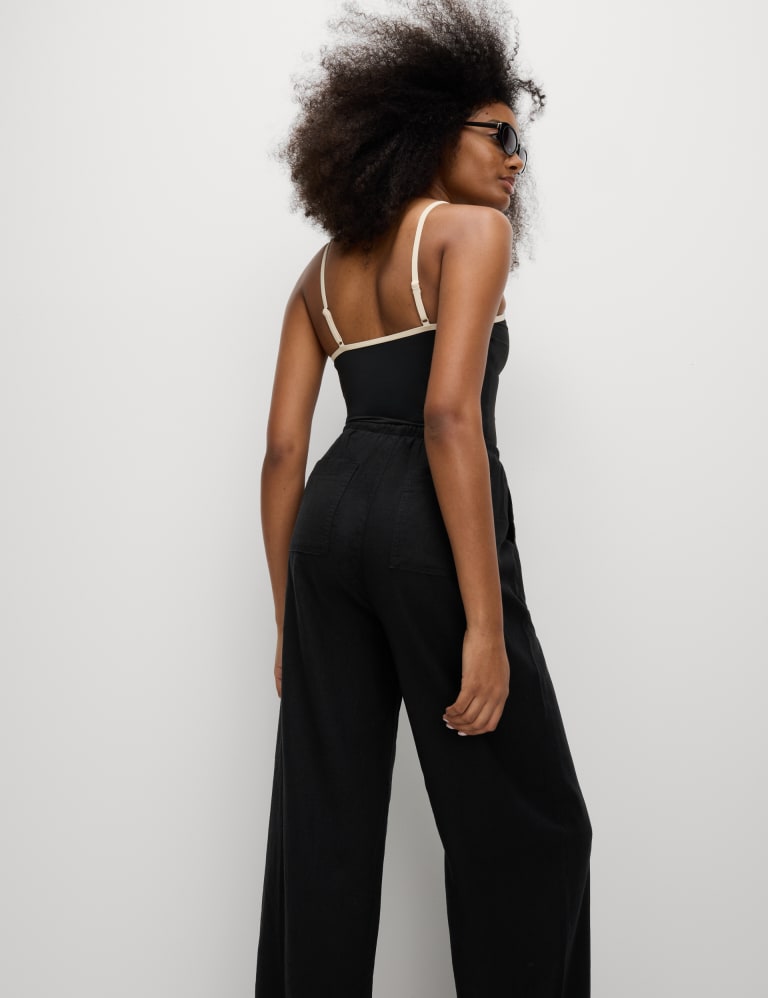 Linen rich hot sale wide leg trousers