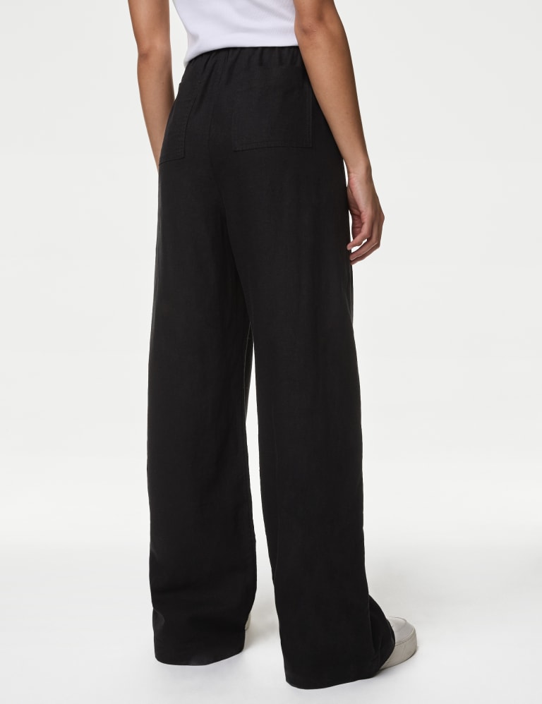 M&s white discount linen trousers