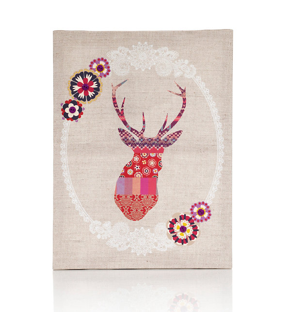 Linen Stag Canvas Wall Art Image 1 of 1