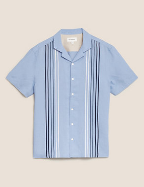Linen Striped Revere Shirt Image 2 of 5