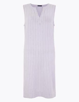 marks and spencer white linen dress