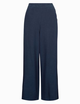 Linen Textured Wide Leg Trousers | M&S Collection | M&S
