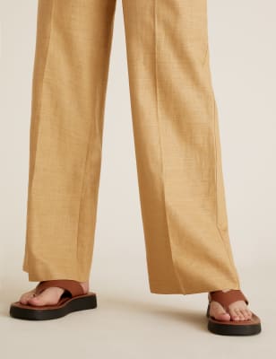 Marks and spencer ladies wide leg linen clearance trousers