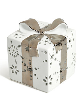 Lit White Ceramic Gift Box Image 2 of 3