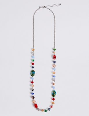 Long Floral Bead Necklace Image 1 of 2