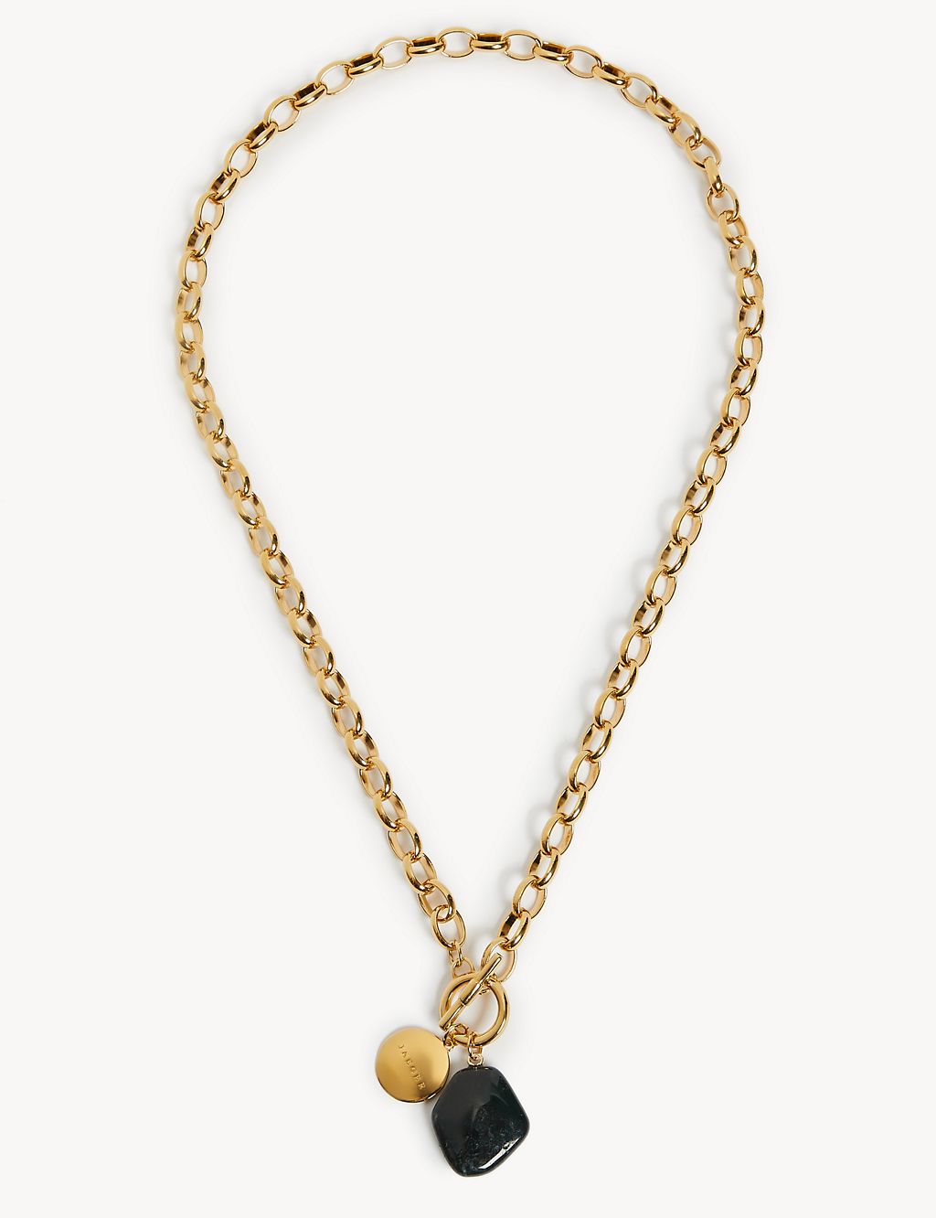 Long Gold Tone Link Pendant Necklace 1 of 3