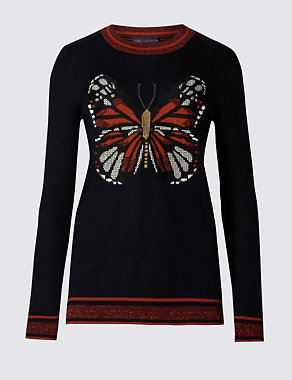 Long Sleeve Butterfly Print Jumper Image 2 of 4
