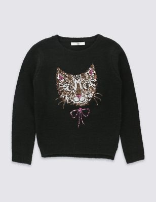 Long Sleeve Cat Jumper (5-14 Years) Image 2 of 4