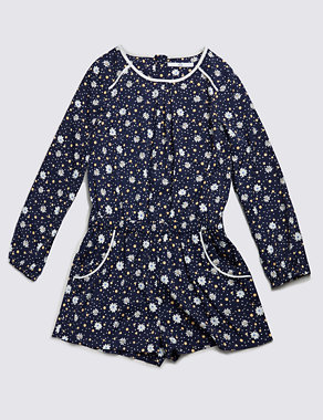 Long Sleeve Daisy Print Playsuit (5-14 Years) Image 2 of 3