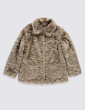 Long Sleeve Faux Fur Coat (5-14 Years) Image 2 of 3