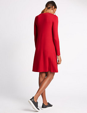 Long Sleeve Fit & Flare Swing Dress Image 2 of 3