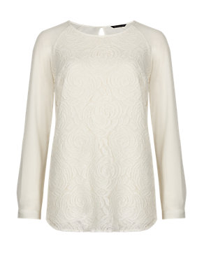 Long Sleeve Floral Lace Blouse Image 2 of 3