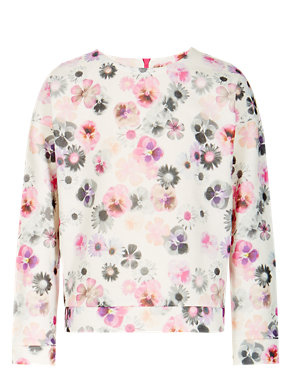 Long Sleeve Floral Sweat Top (5-14 Years) Image 2 of 3