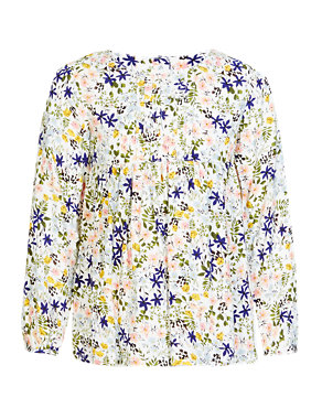 Long Sleeve Floral Top with StayNEW™ (1-7 Years) Image 2 of 3