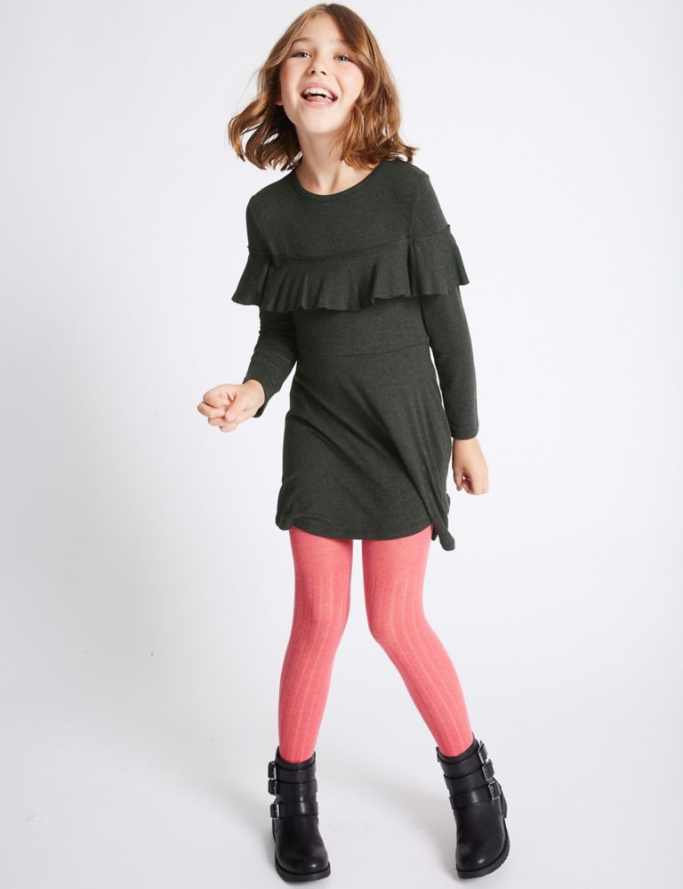 Long Sleeve Frill Dress (3-14 Years) 1 of 5