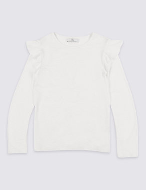 Long Sleeve Frill Jersey Top (3-14 Years) Image 2 of 3