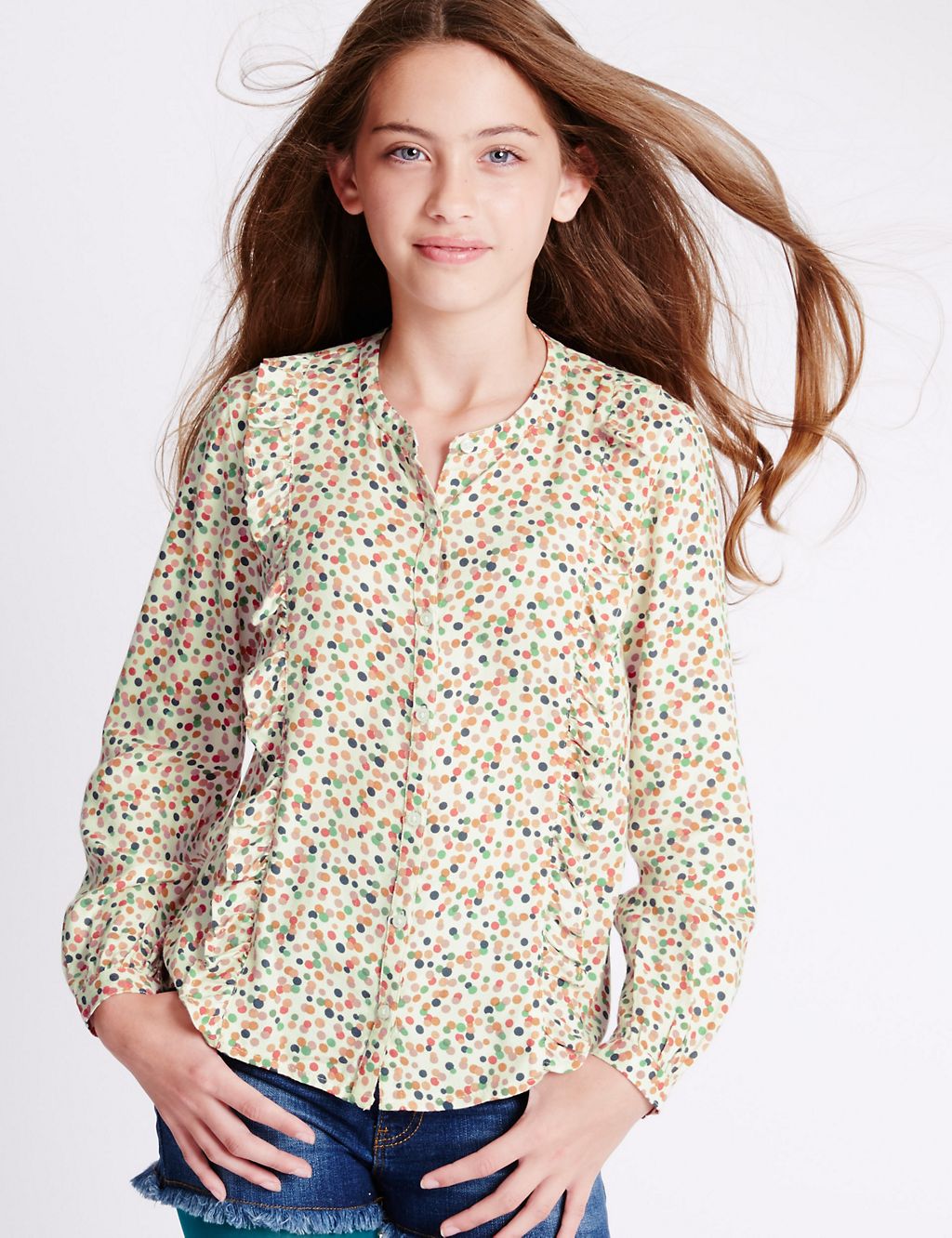 Long Sleeve Spotted Blouse (5-14 Years) 3 of 5