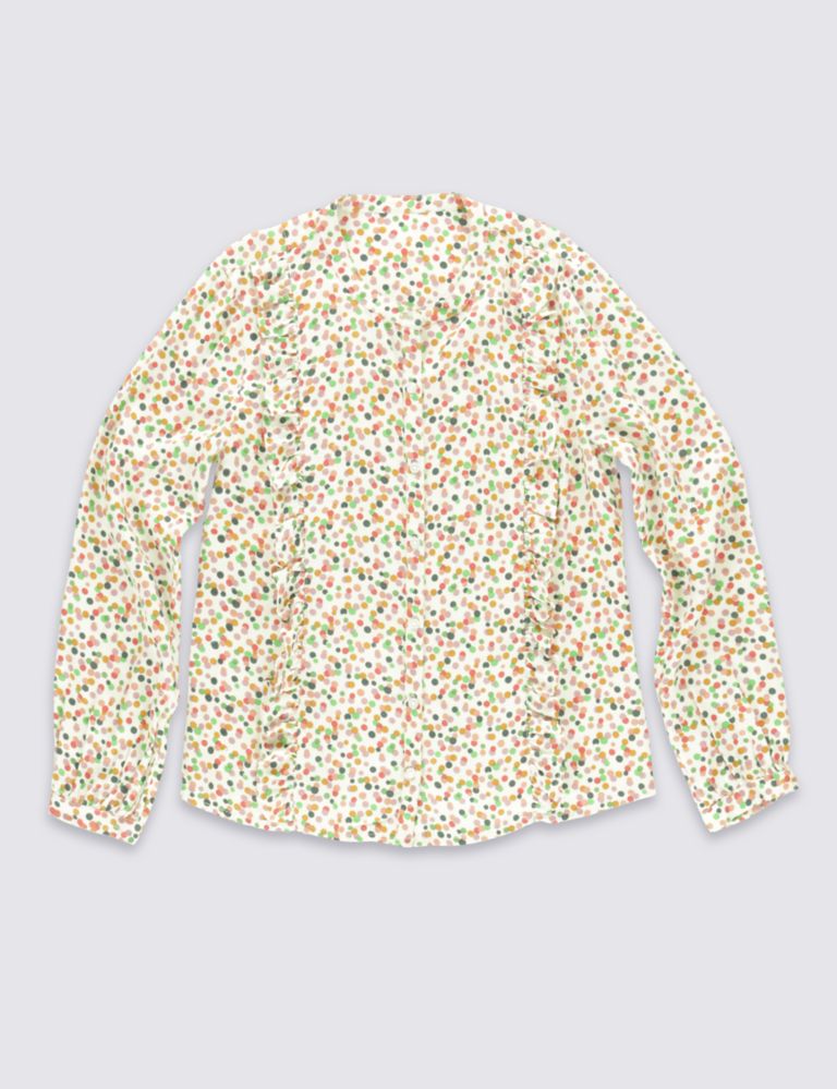 Long Sleeve Spotted Blouse (5-14 Years) 2 of 5