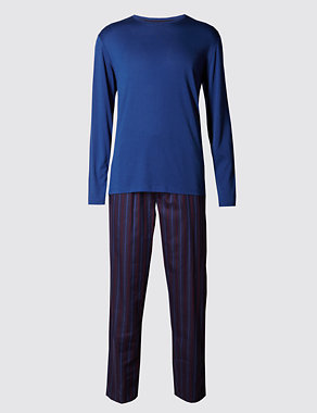 Long Sleeve T-Shirt & Striped Trousers Set with Modal Image 2 of 5
