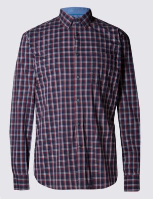 Long Sleeve Tailored Fit Checked Shirt Image 2 of 4