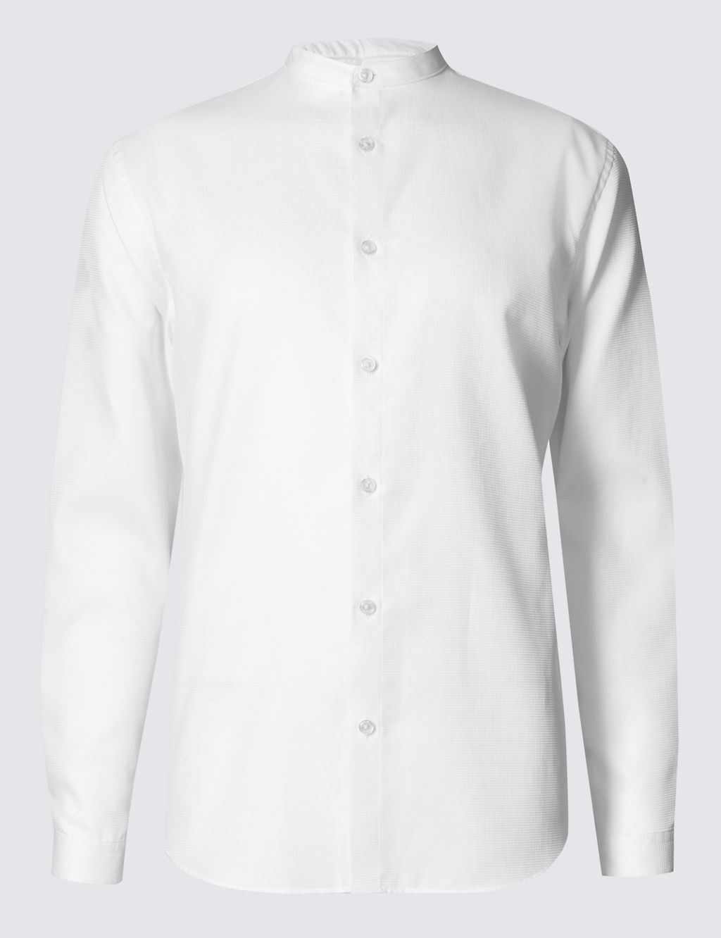 Long Sleeve Textured Grandad Collar Shirt 1 of 4