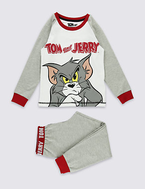 Long Sleeve Tom and Jerry Print Pyjamas (1-8 Years) Image 2 of 4