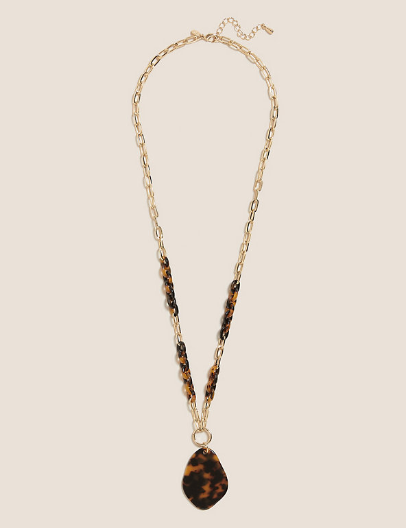 Long Tortoiseshell Pendant Necklace Image 1 of 2