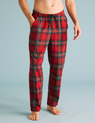 Longer Length Pure Cotton Pyjama Bottoms, M&S Collection