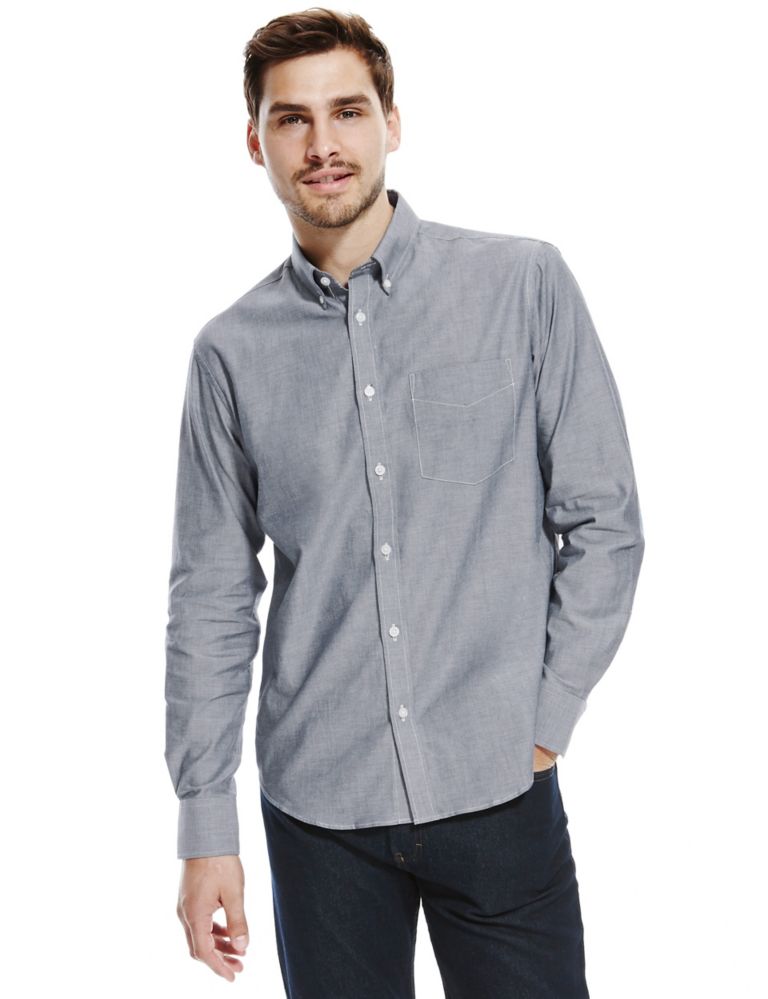 Longer Length Pure Cotton Shirt with Pocket 1 of 3