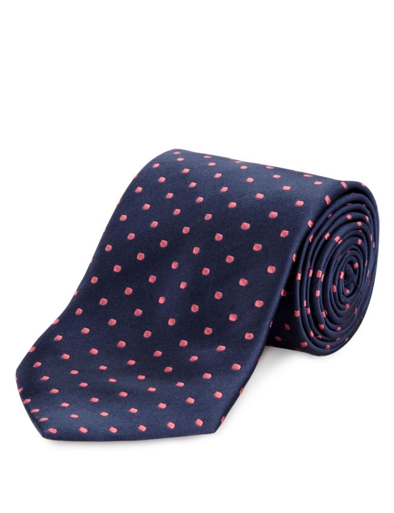 Longer Length Pure Silk Spotted Tie 1 of 1