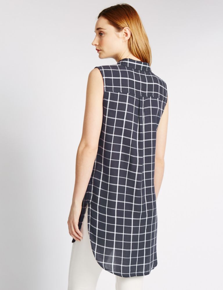 Longline Checked Shirt with Modal 3 of 3