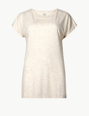 Longline Round Neck Relaxed Fit T-Shirt Image 2 of 4