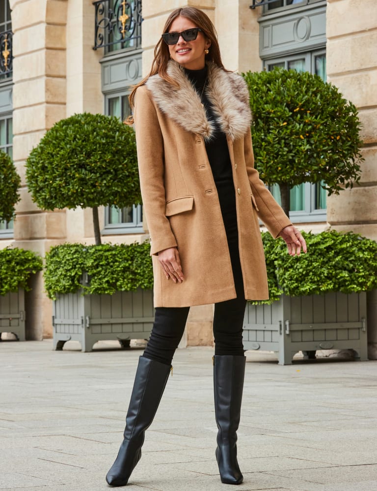 Avenue Neutral Faux Wool Zip Coat