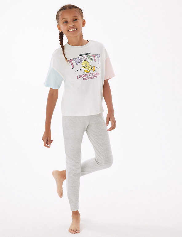 Comfy Active Wear for Kids Warner Bros Looney Tunes Long Sleeve Shirtand Jogger Pant Set for Boys 