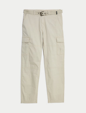 Loose Fit Belted Ripstop Textured Cargo Trousers Image 2 of 7