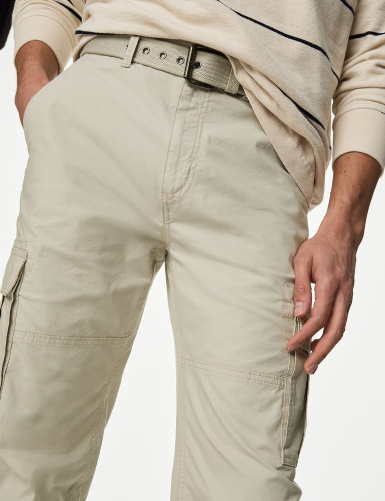 Loose Fit Belted Ripstop Textured Cargo Trousers 4 of 7