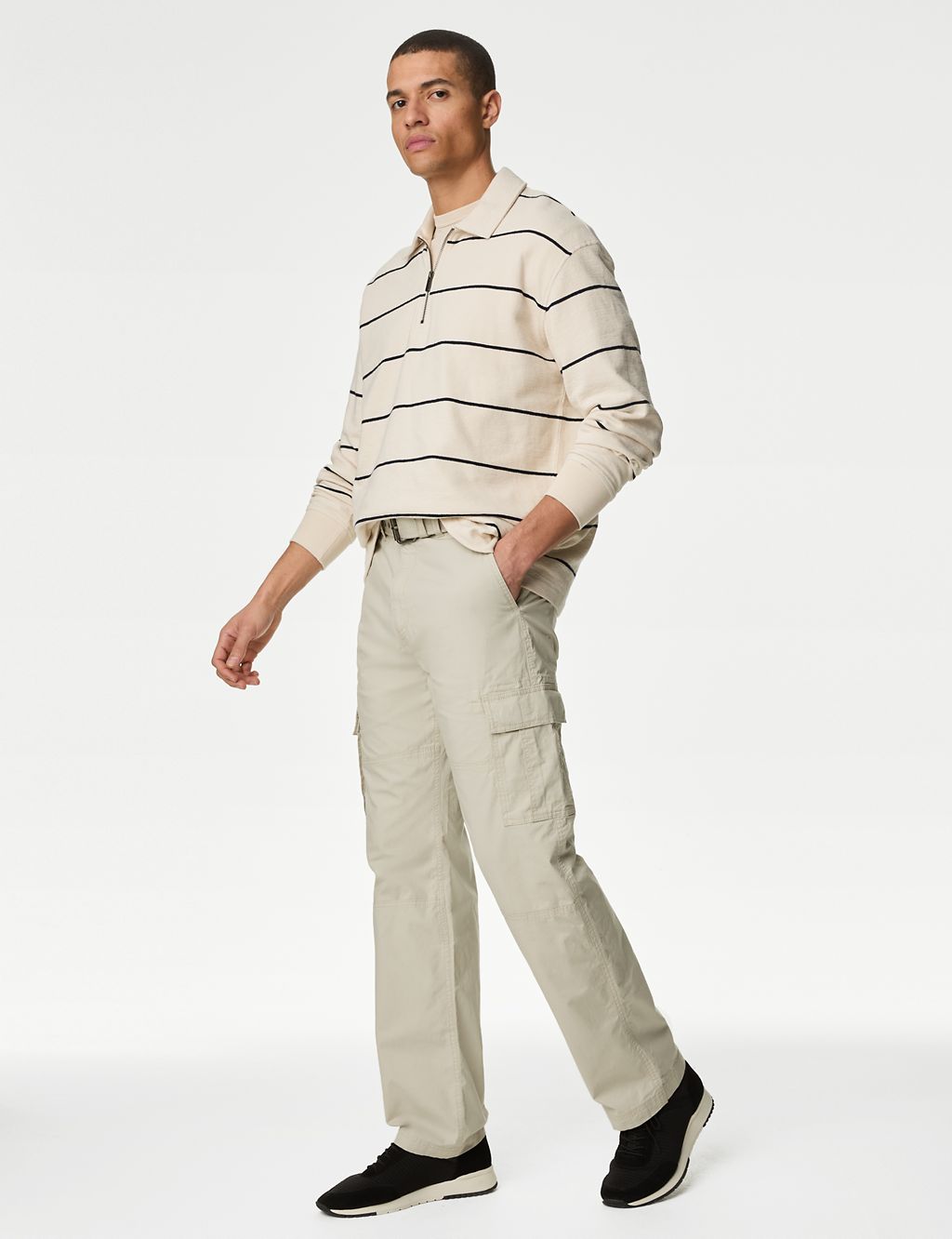 Loose Fit Belted Ripstop Textured Cargo Trousers 7 of 7