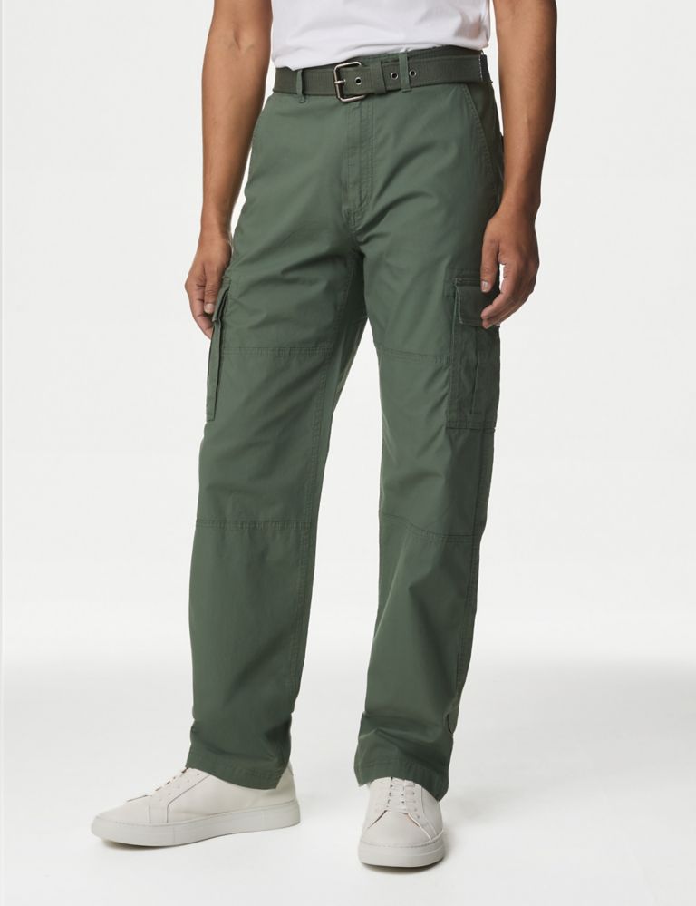 Loose Fit Belted Ripstop Textured Cargo Trousers 1 of 6