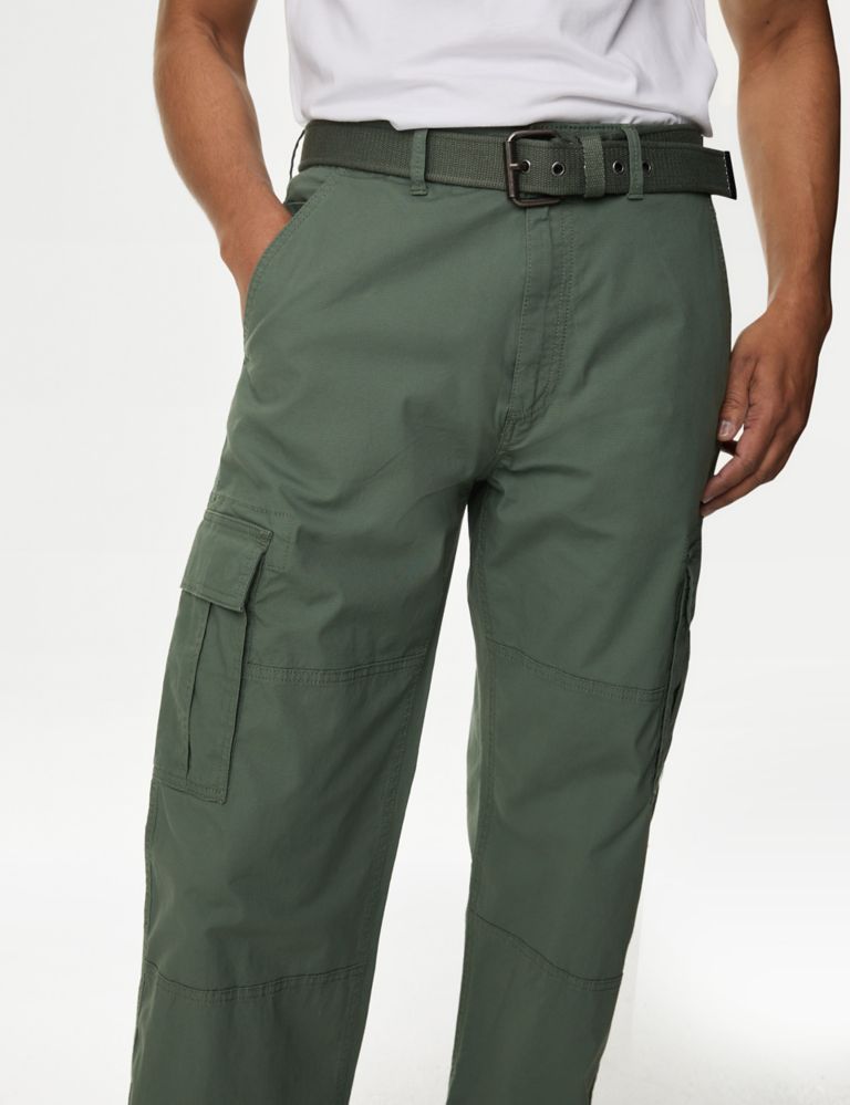 Loose Fit Belted Ripstop Textured Cargo Trousers 4 of 6