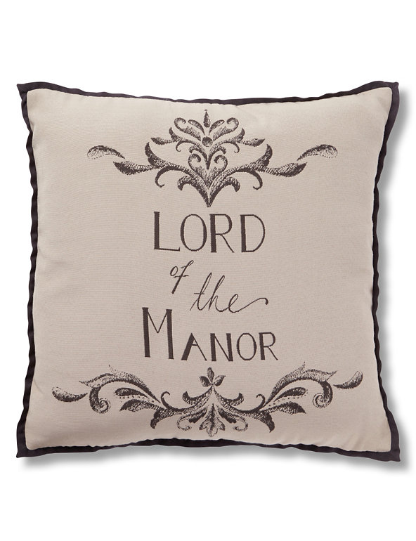 Lord of the Manor Slogan Cushion Image 1 of 2