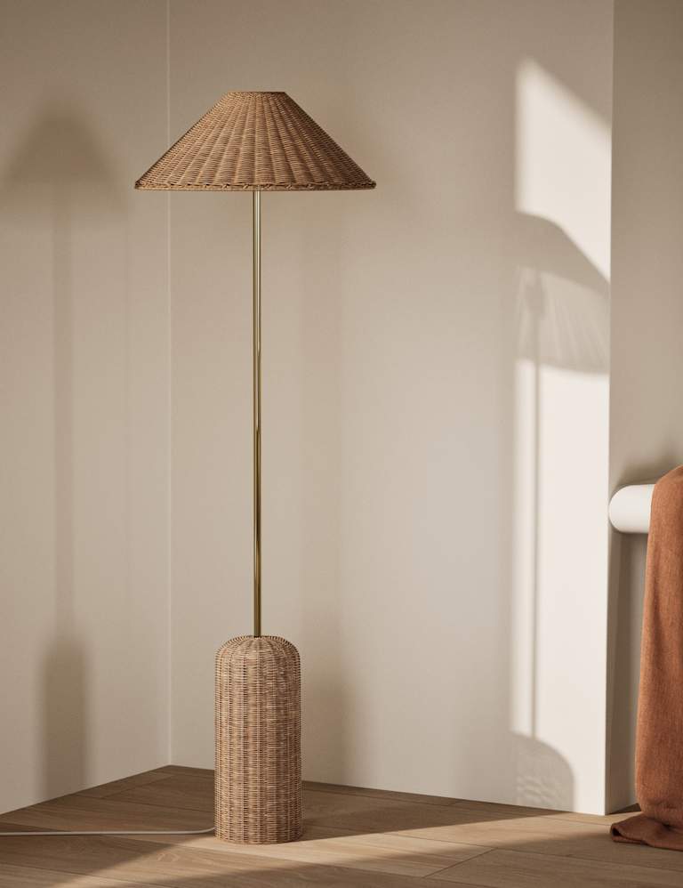 Lotus Rattan Floor Lamp M S Collection M S