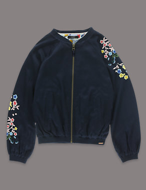 Louise Wilkinson Floral Embroidered Bomber Jacket (5-14 Years) Image 2 of 3