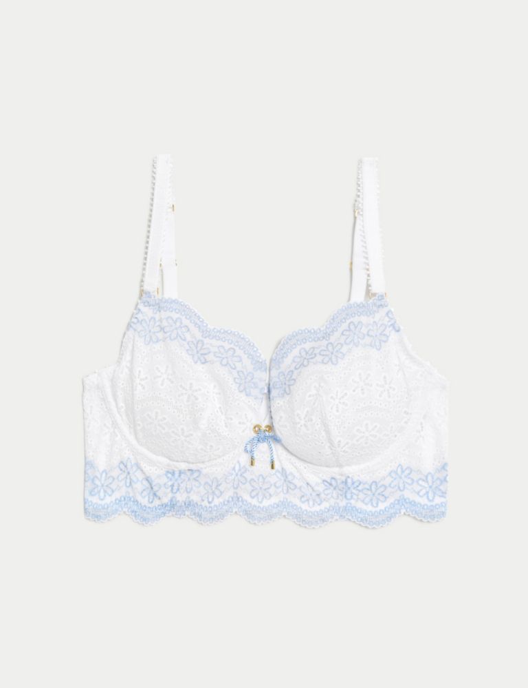 NEW M&S Boutique X Damaris Marks & Spencer blue-mix floral non-padded plunge  bra