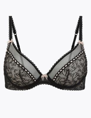 Love Embroidered Non-Padded Plunge Bra B-G Image 2 of 6