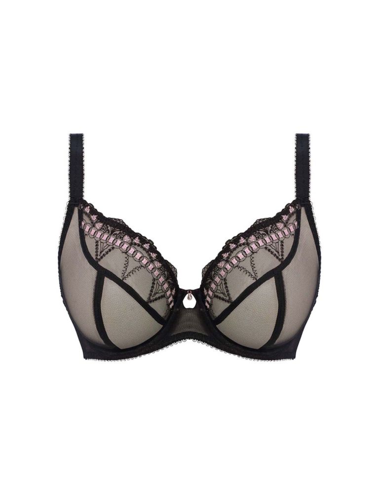 M&S FABULOUS ARCHIVE EMBROIDERY UNDERWIRED PLUNGE BRA In BLACK Size 42B