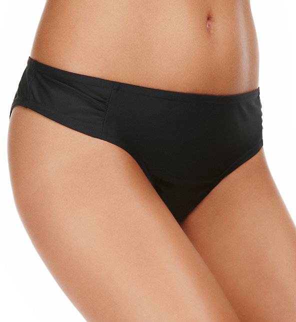 Low Rise Ruched Hipster Bikini Bottoms Image 1 of 2