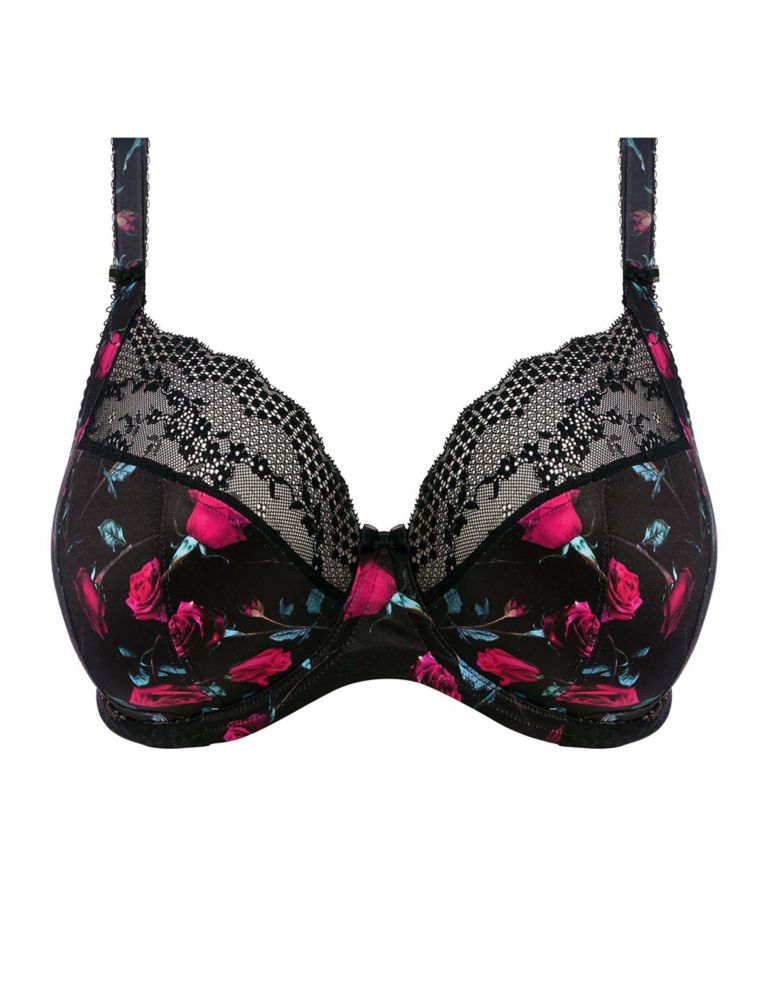 Lucie Floral Print Lace Wired Plunge Bra, Elomi